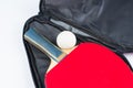 A red racket for table tennis isolated on a white background.Copy space Royalty Free Stock Photo