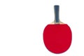 A red racket for table tennis isolated on a white background.Copy space