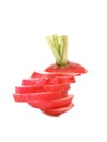 Red raddish sliced and stacked. Royalty Free Stock Photo