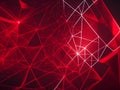 Red Radiance: Abstract Futuristic Background with Triangular Connections