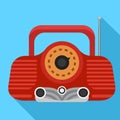 Red radio icon, flat style Royalty Free Stock Photo