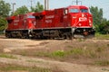 Red railroad locomotives