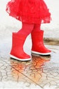 Red rain boots