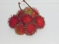 Red rambutan a local Malaysian tropical fruits hairy external later skin and sweet taste Royalty Free Stock Photo