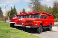 Red rare soviet fire engines Royalty Free Stock Photo