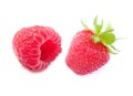 Red Raspberry & Juicy Strawberry Royalty Free Stock Photo