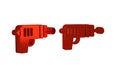 Red Ray gun icon isolated on transparent background. Laser weapon. Space blaster.