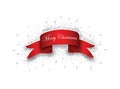 Red realistic detailed curved paper Merry Christmas banner isolated on white background. Vector illustration. Royalty Free Stock Photo