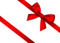 Red realistic gift bow with horizontal ribbon Royalty Free Stock Photo