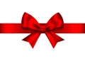 Red realistic gift bow with horizontal ribbon Royalty Free Stock Photo