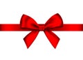 Red realistic gift bow with horizontal ribbon Royalty Free Stock Photo