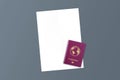 Red Realistic International Passport with a4 Document