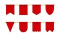 Red realistic pennant set. Empty triangle banners template.