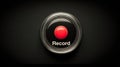 Red record button on dark background close-up Royalty Free Stock Photo
