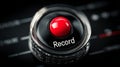 Red record button on dark background close-up Royalty Free Stock Photo