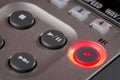 Red record button illuminated on recorder Royalty Free Stock Photo