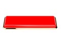 Red rectangle push button with golden frame. Shiny icon Royalty Free Stock Photo