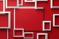 Red rectangular background with geometric white frames Royalty Free Stock Photo