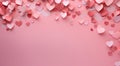 Red rectangular banner with hearts. Valentine's day concept background. For greeting card, product