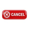 Red Rectangular Button With White X Symbol And CANCEL Text On White Background cancel Royalty Free Stock Photo