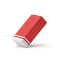 A Red Rectangular Eraser with White and Red Stripes on a White Background stationery Royalty Free Stock Photo