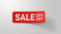 Rectangular sign with rounded corners displaying SALE 20 OFF in bold white Royalty Free Stock Photo