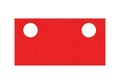 Red rectangular sign with two circular holes for mounting or attachment purposes Royalty Free Stock Photo