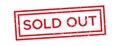 Red rectangular sold out stamp. Ink grunge seal with scratched frame or border for retail shop or store Royalty Free Stock Photo