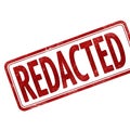 Red rectangular stamp with the word redacted in bold red letters isolated on white background Royalty Free Stock Photo