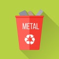 Red Recycle Garbage Bin with Metal