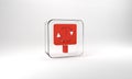 Red Recycle symbol icon isolated on grey background. Circular arrow icon. Environment recyclable go green. Glass square Royalty Free Stock Photo