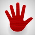 Red reflective stop hand sign Royalty Free Stock Photo