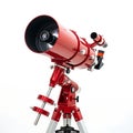 Red refractor telescope on equatorial mount Royalty Free Stock Photo