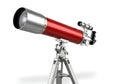 Red refractor telescope on a sturdy tripod mount Royalty Free Stock Photo