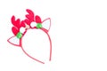 Red reindeer antlers headband isolated on white background Royalty Free Stock Photo