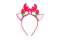 Red reindeer antlers headband isolated on white background Royalty Free Stock Photo
