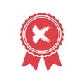 Red rejected or certified medal icon in a flat design Royalty Free Stock Photo