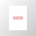 Red rejected stamp on paper sheet, Vector. Royalty Free Stock Photo