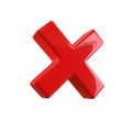 Red rejection icon render. 3D rejected sign. Check mark. Cross sign - can be used as symbols of wrong, close, deny etc