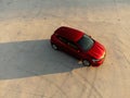 Red Renault Clio 5: Aerial View with Sunset Drift Marks Royalty Free Stock Photo