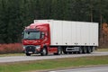 Red Renault Trucks T Semi on Motorway