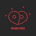 Red rendezvous icon with pin