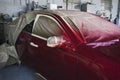 Red Repainted Car In Garage Royalty Free Stock Photo