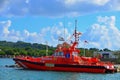 Red rescue boat Maritimo Salvamento, Nova Marina, Port d'Alcudia, Mallorca, Balearic Islands, Spain Royalty Free Stock Photo