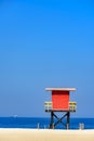 Red rescue cabin on Copacabana beach Royalty Free Stock Photo