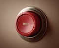Red reset button on metallic surface, symbolizing fresh start or restart. This vivid button stands out, inviting action and change Royalty Free Stock Photo
