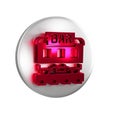 Red Restaurant train icon isolated on transparent background. Silver circle button.