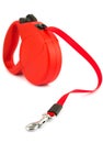 Red retractable leash for dog