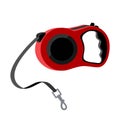 Red retractable leash for dog, stylized object on white background