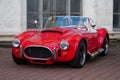 Red retro car Shelby Cobra stands at central Expo Center in Kyiv, Ukraine Royalty Free Stock Photo